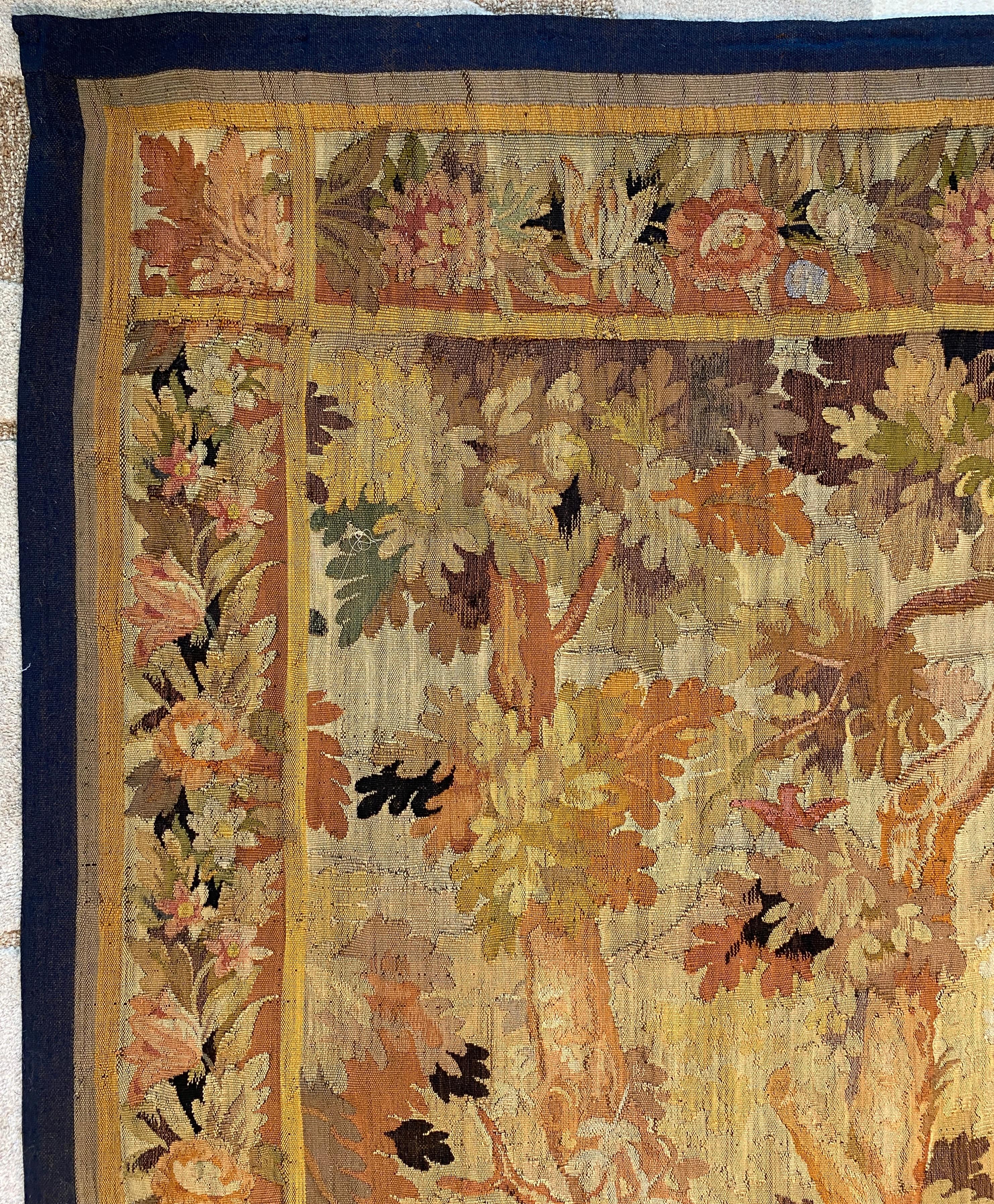 French 18th Century Aubusson Verdure Tapestry, Antique French Landscape Tapestry For Sale 3