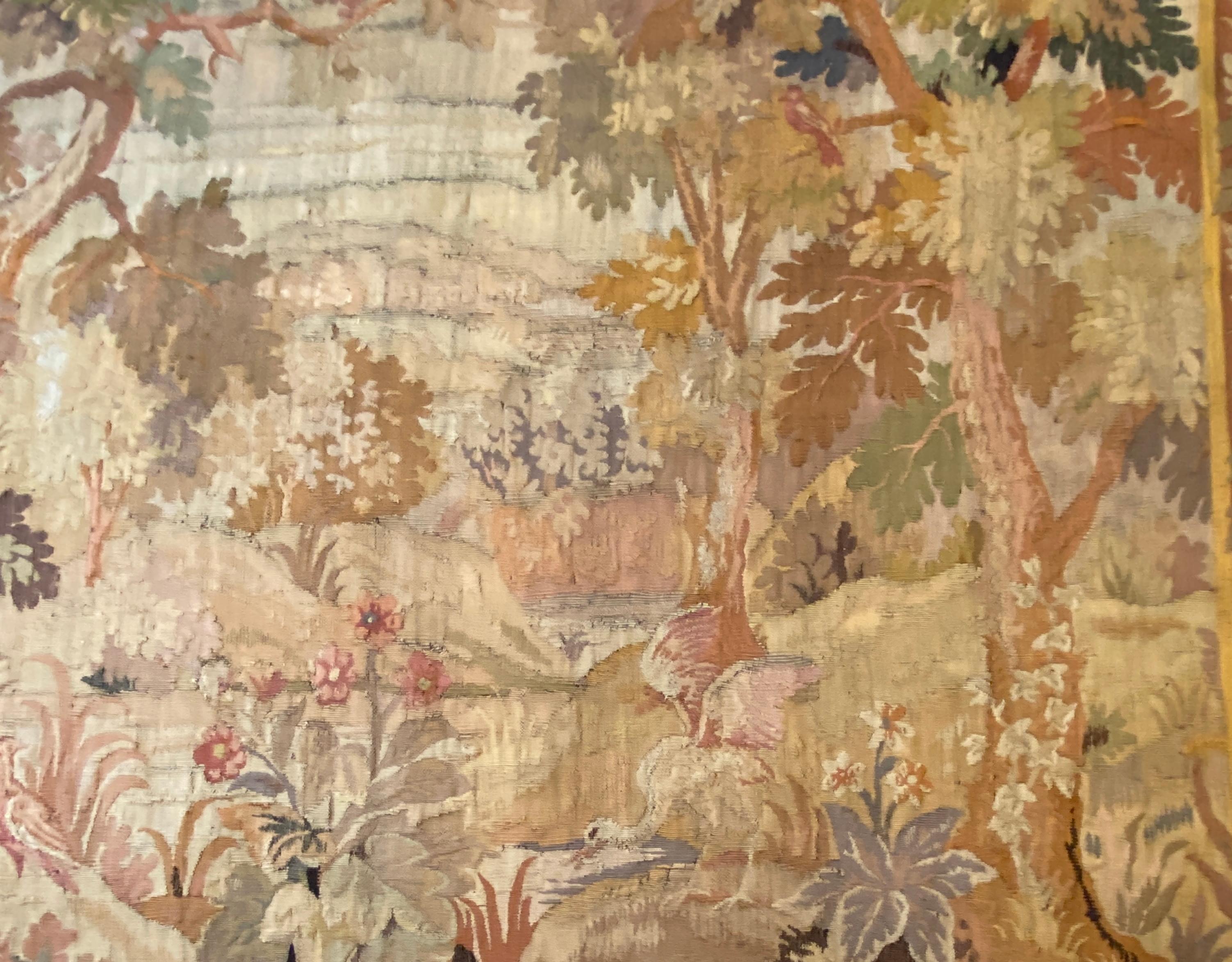 Francese Arazzo Aubusson Verdure francese del XVIII secolo, arazzo francese antico con paesaggio in vendita