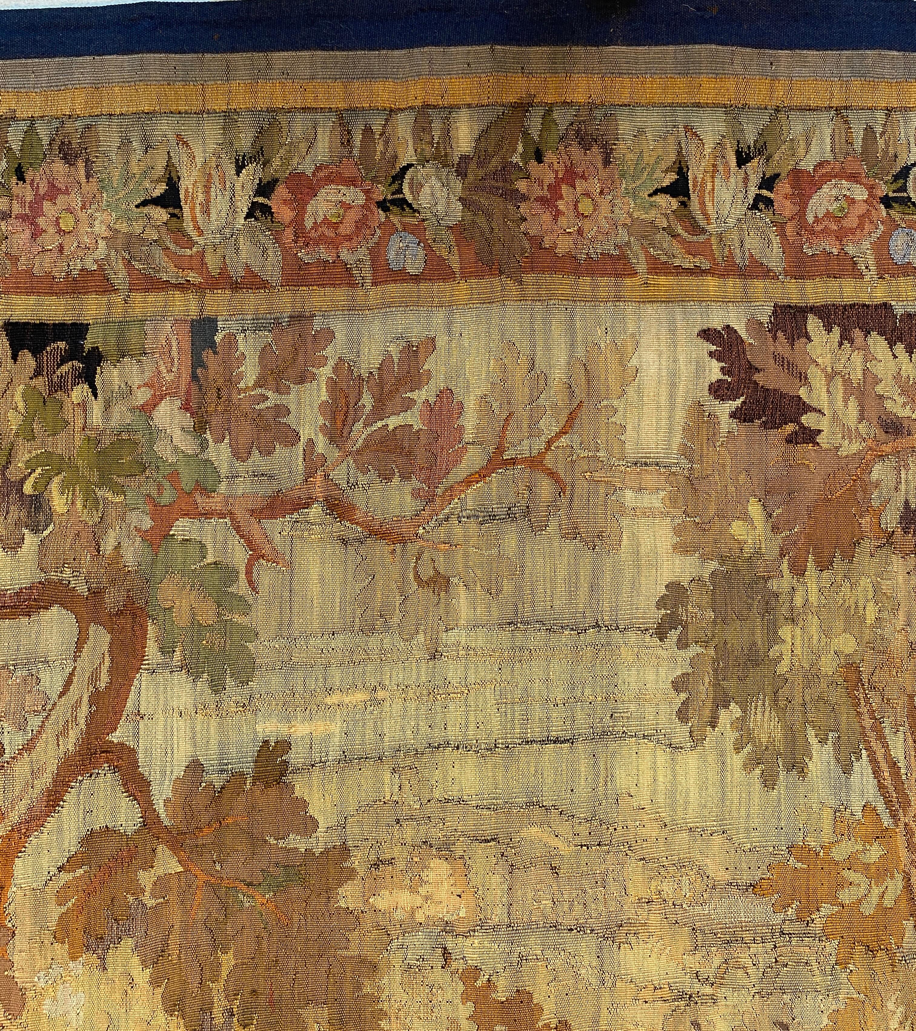 French 18th Century Aubusson Verdure Tapestry, Antique French Landscape Tapestry For Sale 1