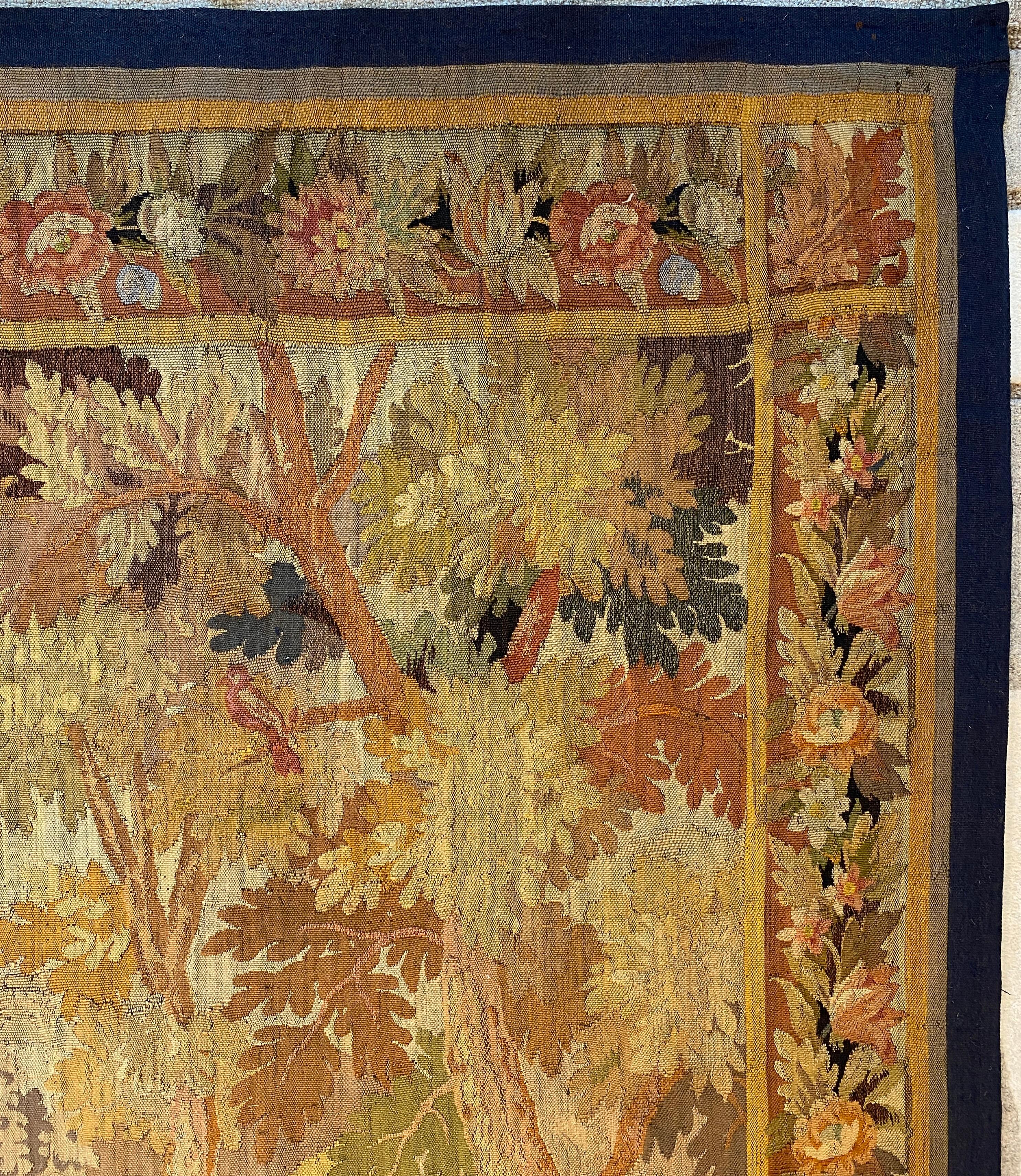 French 18th Century Aubusson Verdure Tapestry, Antique French Landscape Tapestry For Sale 2