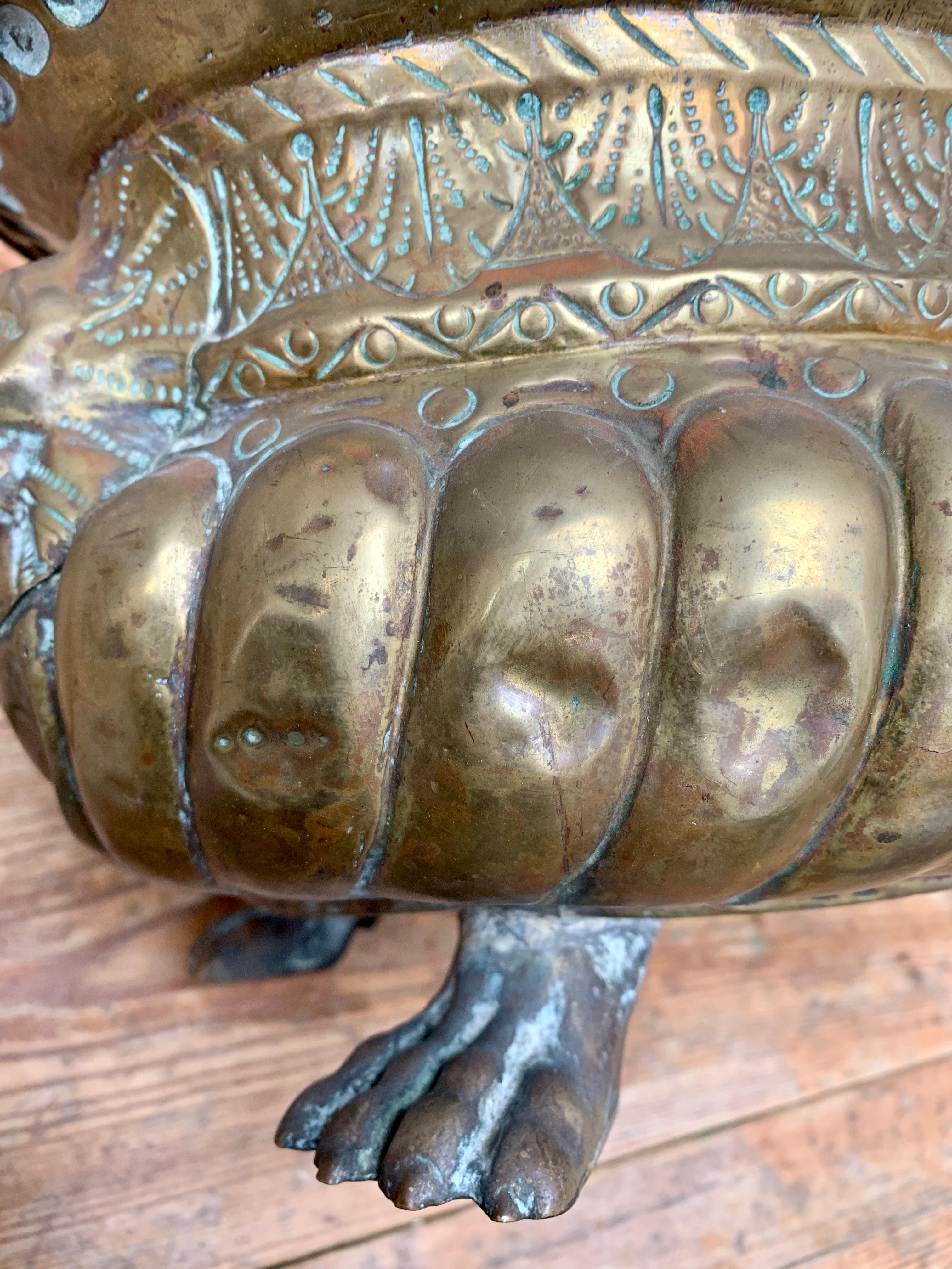 French 18th Century Baroque Brass Lion-Head Champagne Cooler and Jardinière 6