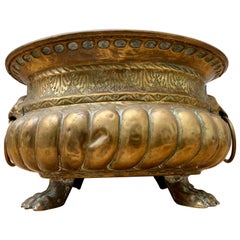 French 18th Century Baroque Brass Lion-Head Champagne Cooler and Jardinière