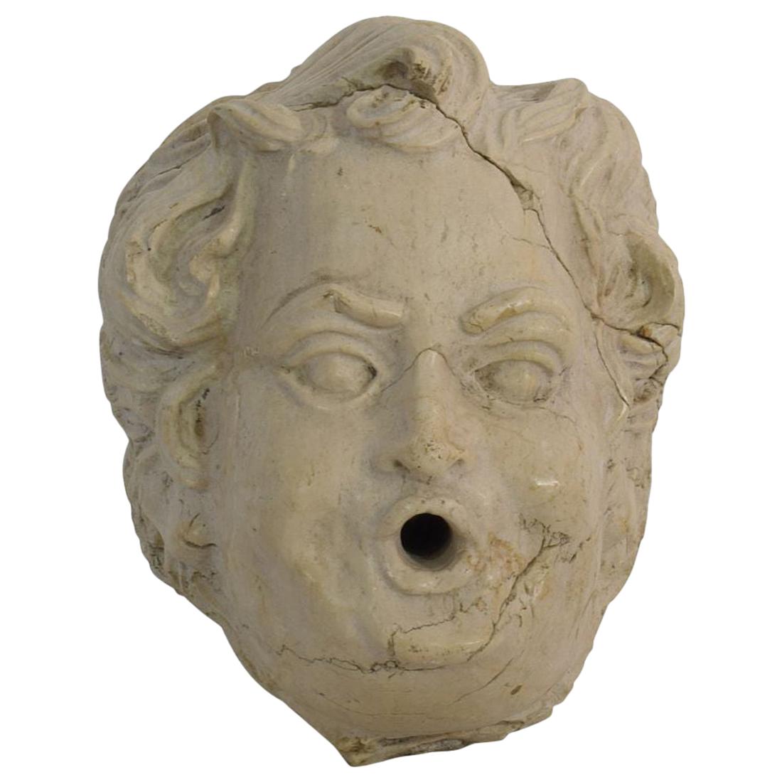 French 18th Century Baroque Carved Stone Fountain Head