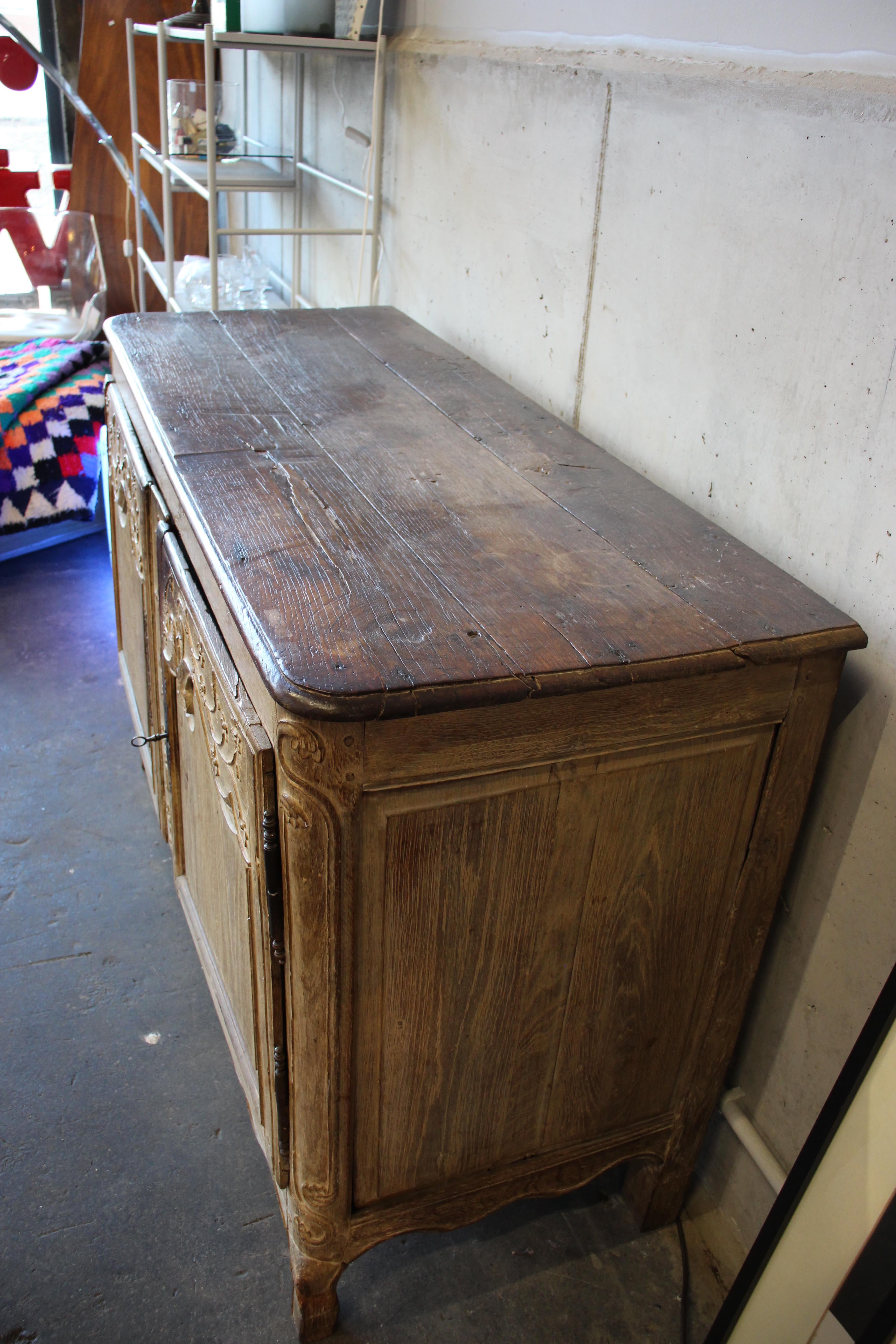 French 18th Century Baroque Commode, European Wooden Buffet with Floral Ornament 1