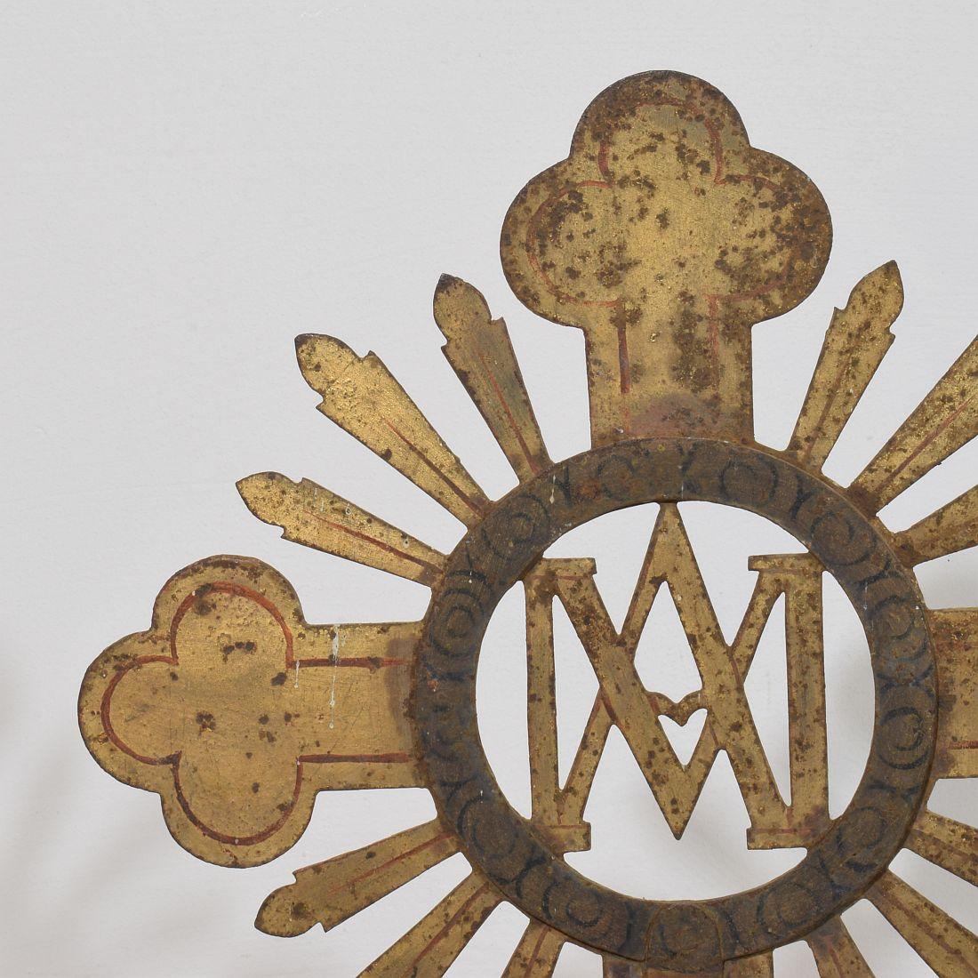 Croix de procession baroque française du 18e siècle en métal doré en vente 2