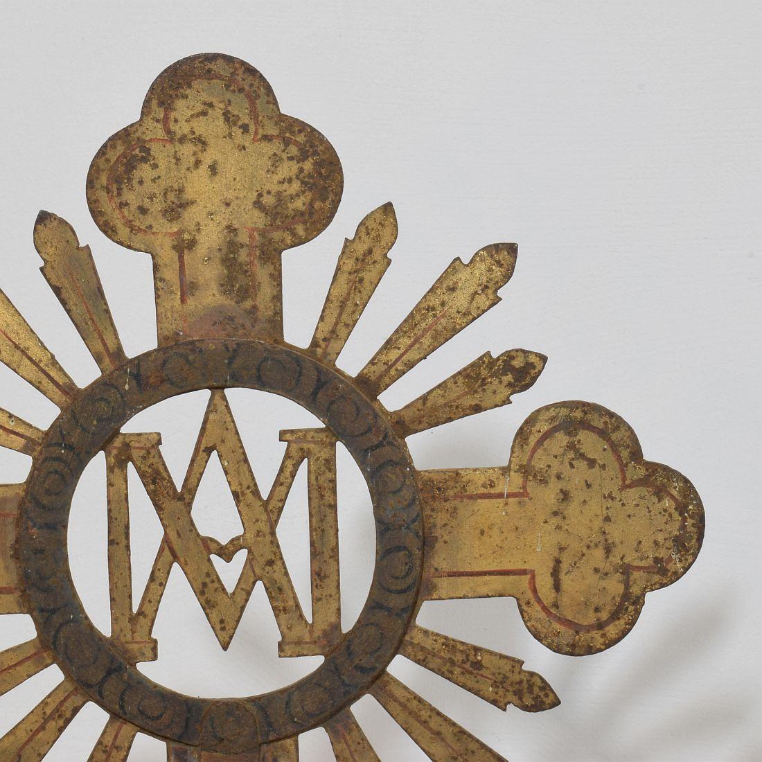 Croix de procession baroque française du 18e siècle en métal doré en vente 3