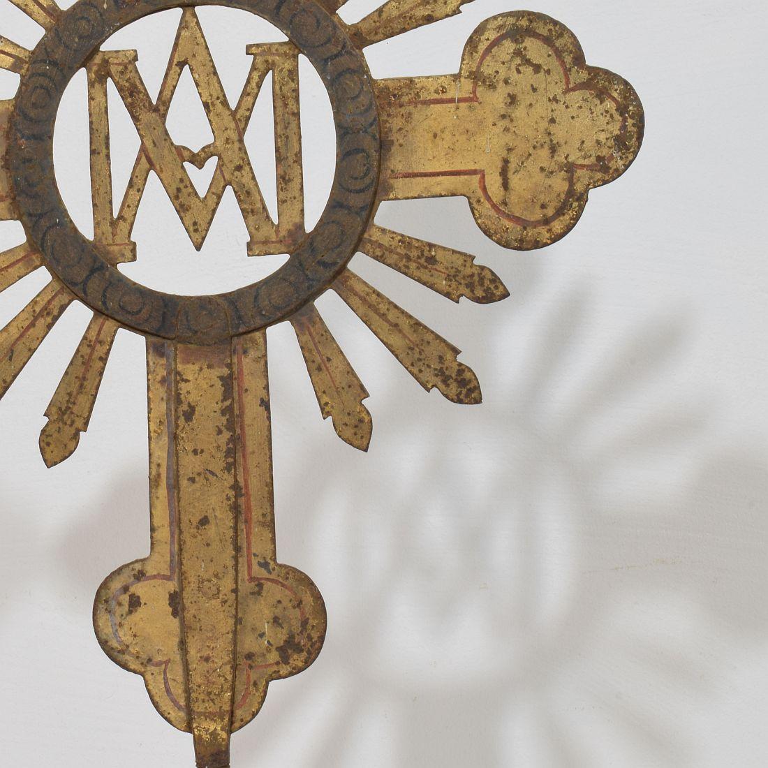 Croix de procession baroque française du 18e siècle en métal doré en vente 5