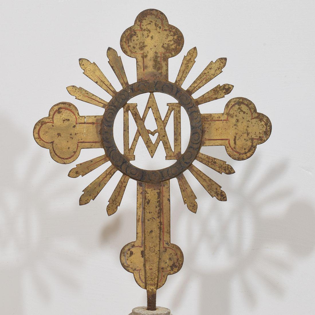 French, 18th Century, Baroque Gilded Metal Procession Cross For Sale 3