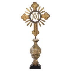 French, 18th Century, Baroque Gilded Metal Procession Cross