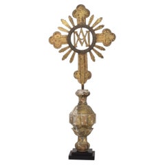 French, 18th Century, Baroque Gilded Metal Procession Cross