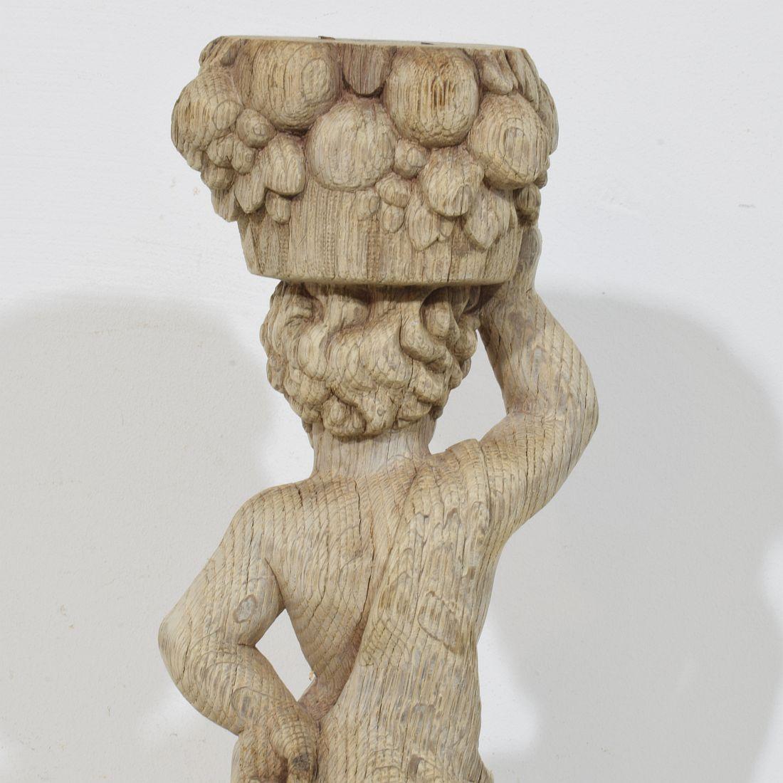 French 18th Century Baroque Hand Carved Oak Caryatid Figure For Sale 5