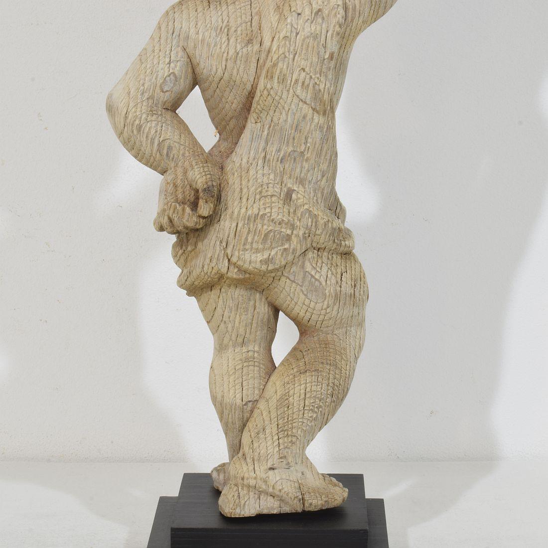 French 18th Century Baroque Hand Carved Oak Caryatid Figure For Sale 9