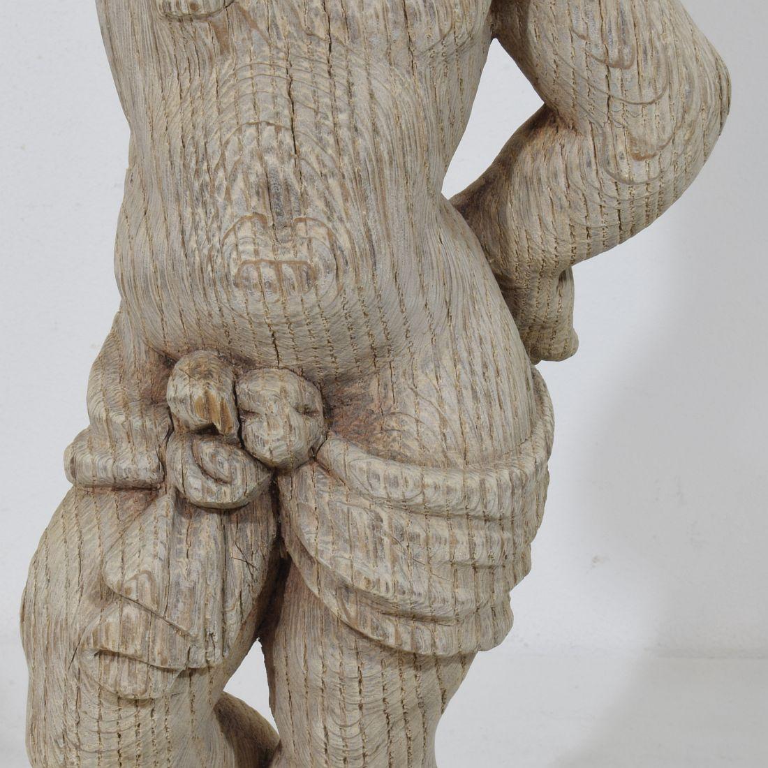 French 18th Century Baroque Hand Carved Oak Caryatid Figure For Sale 12