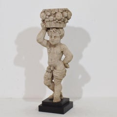 French 18th Century Baroque Hand Carved Oak Caryatid Figure