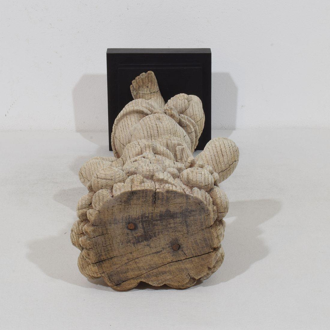 French 18th Century Baroque Hand Carved Oak Caryatid Figure For Sale 15