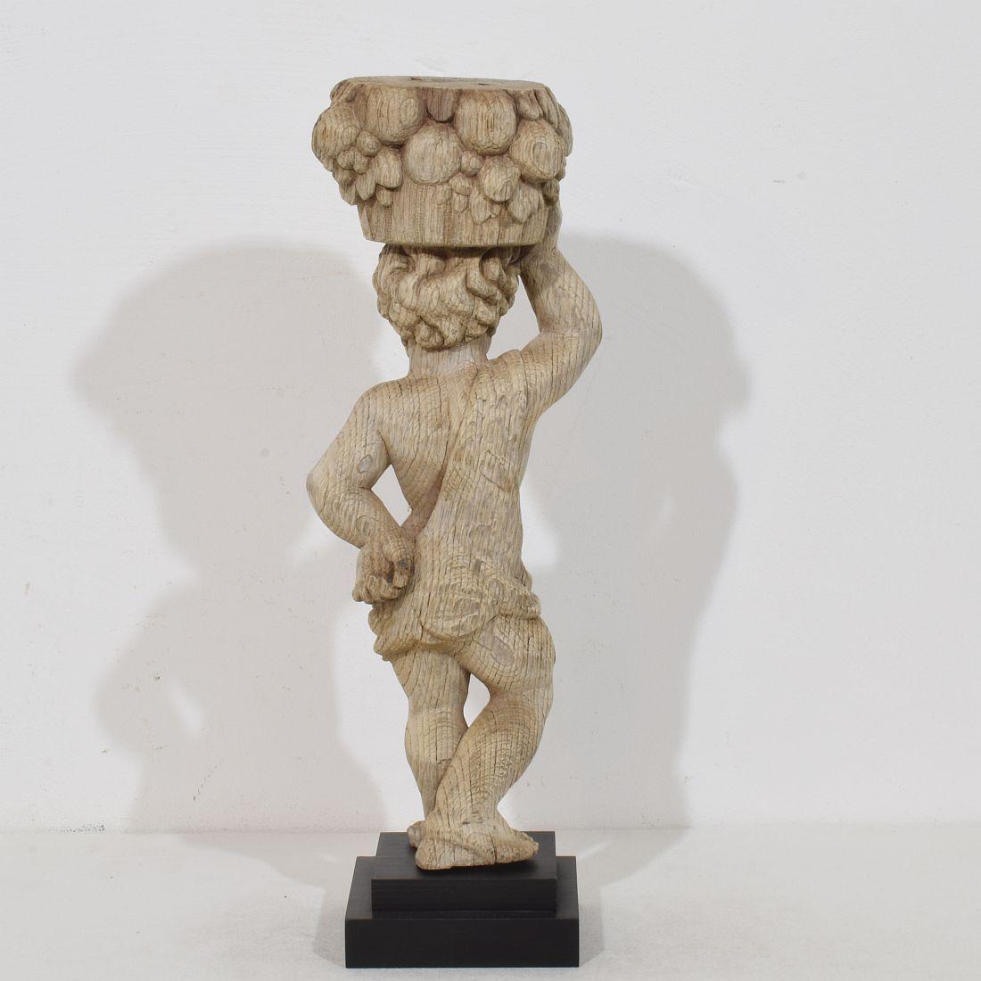 18th Century and Earlier French 18th Century Baroque Hand Carved Oak Caryatid Figure For Sale