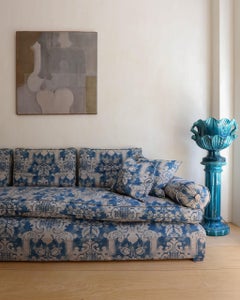 French 18th Century Blue & White Floral Sofa