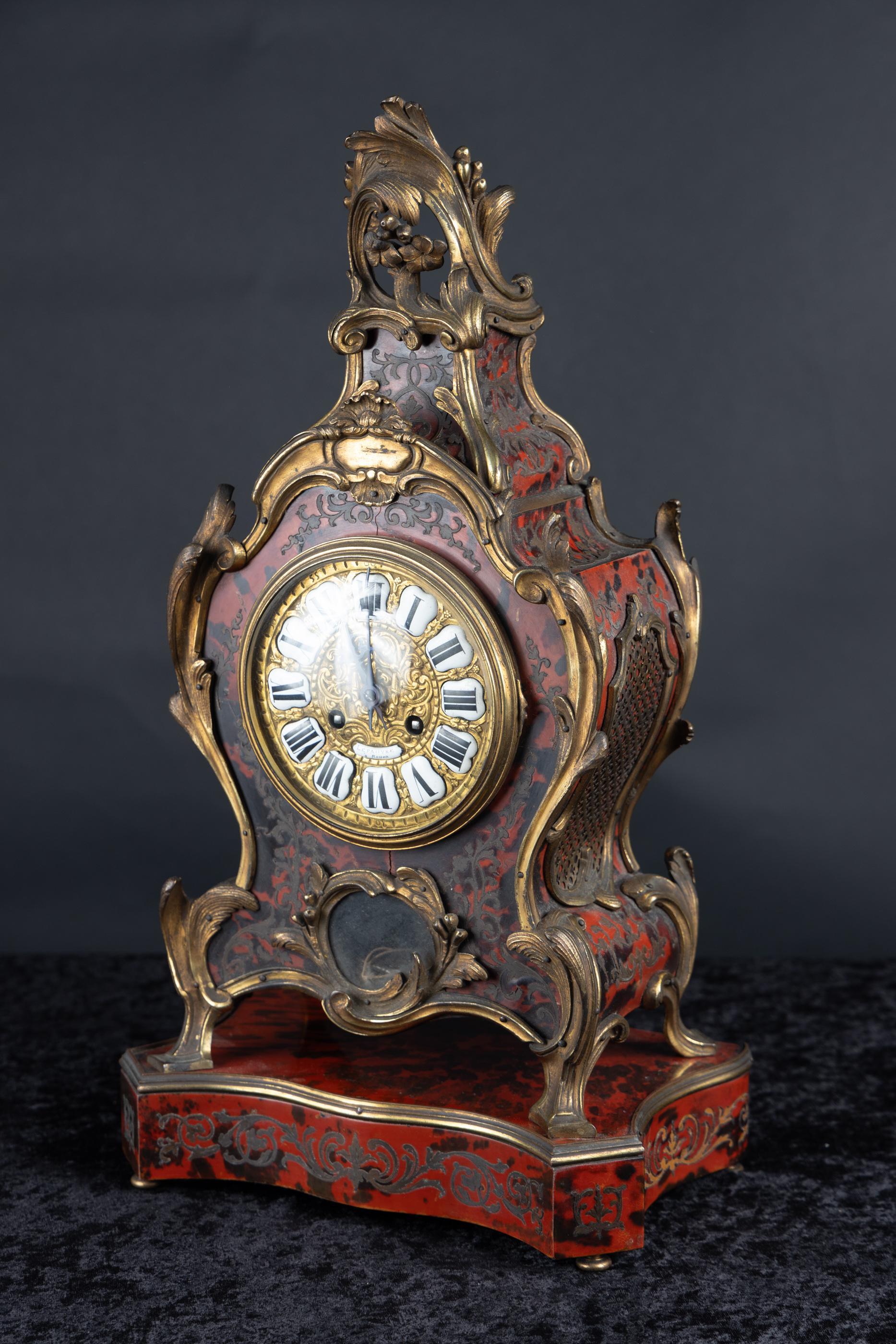 Französische Boulle-Uhr des 18. Jahrhunderts auf Boulle-Stand, Louis XV im Angebot 2