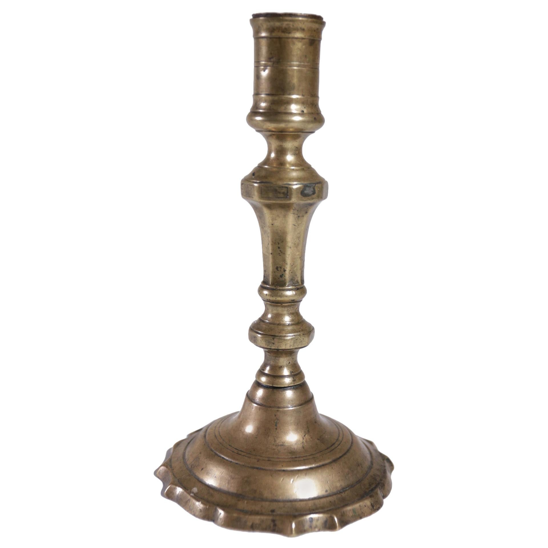 French 18th Century Brass Candlestick For Sale