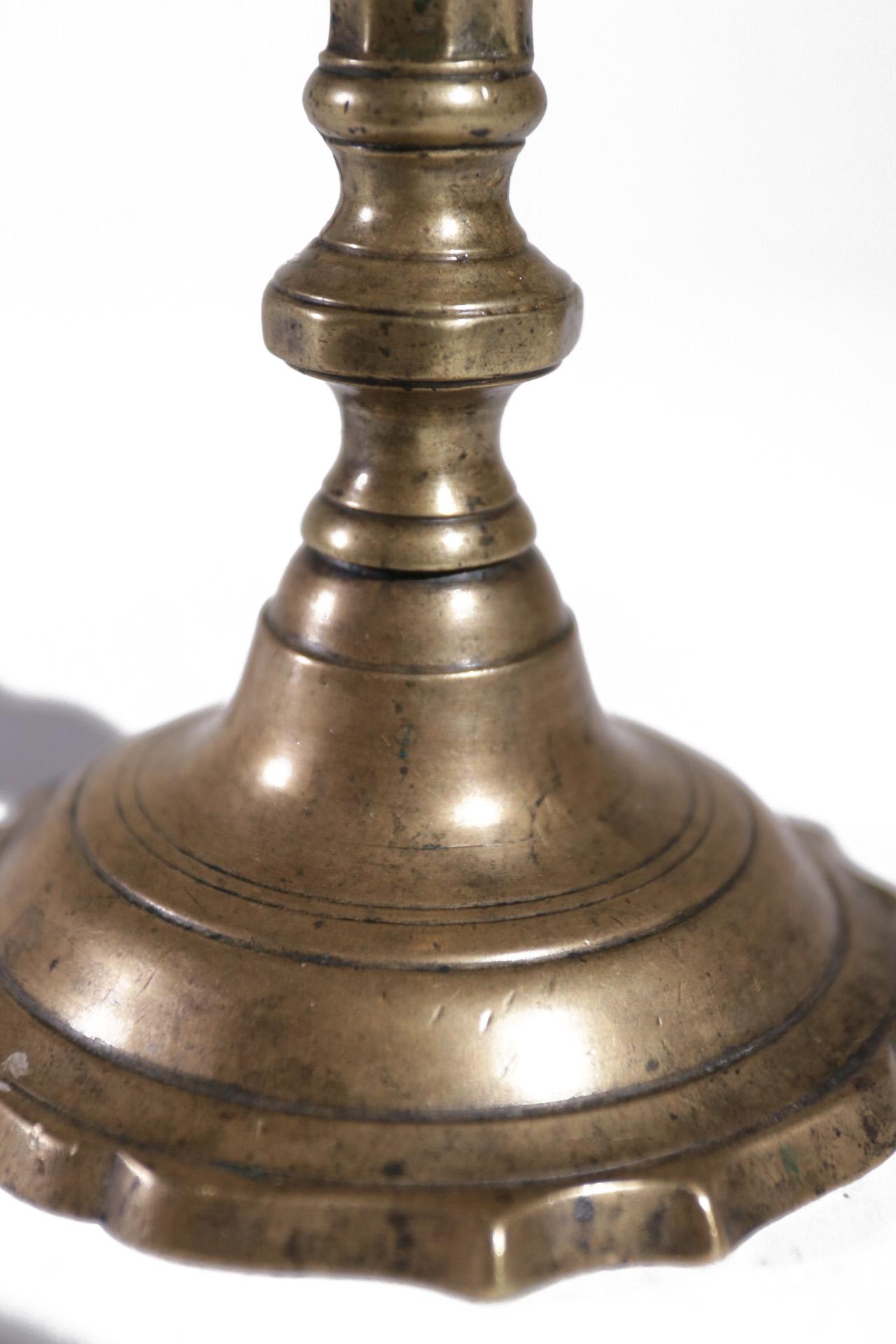 Louis XV French 18th Century Brass Candlestick For Sale