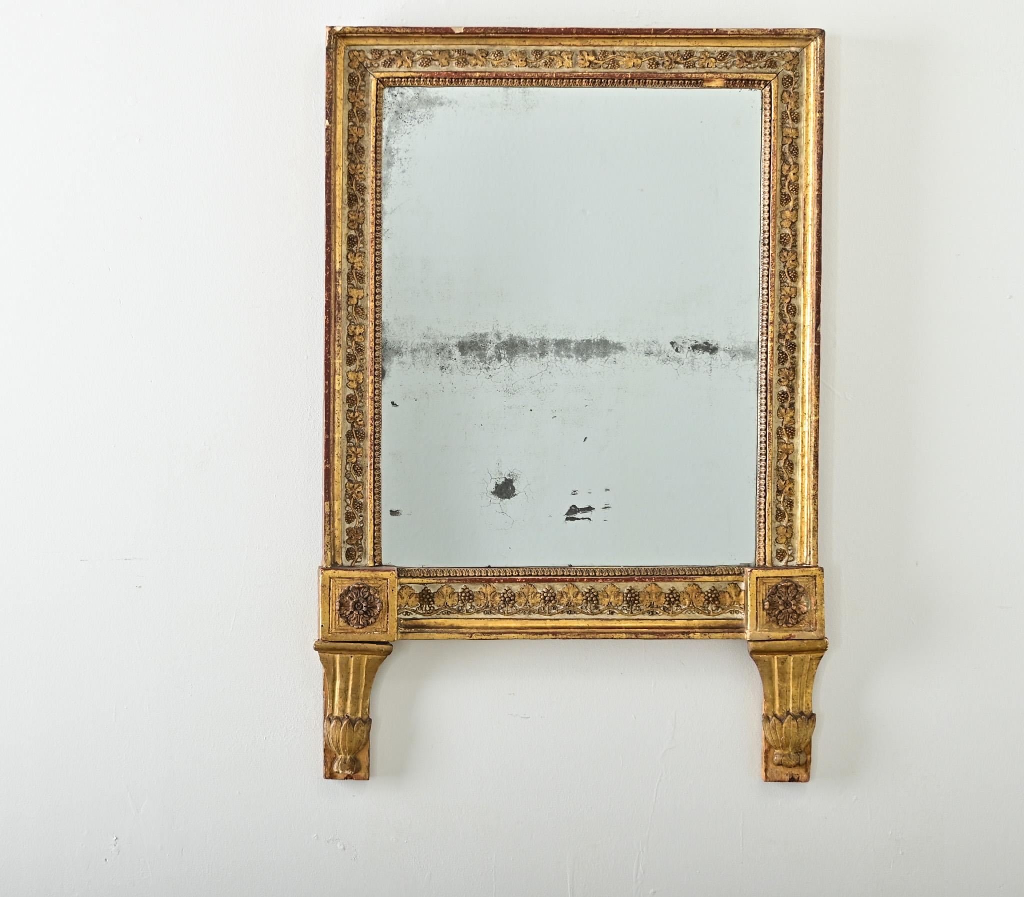 Louis XVI French 18th Century Bridal Gilt Mirror For Sale