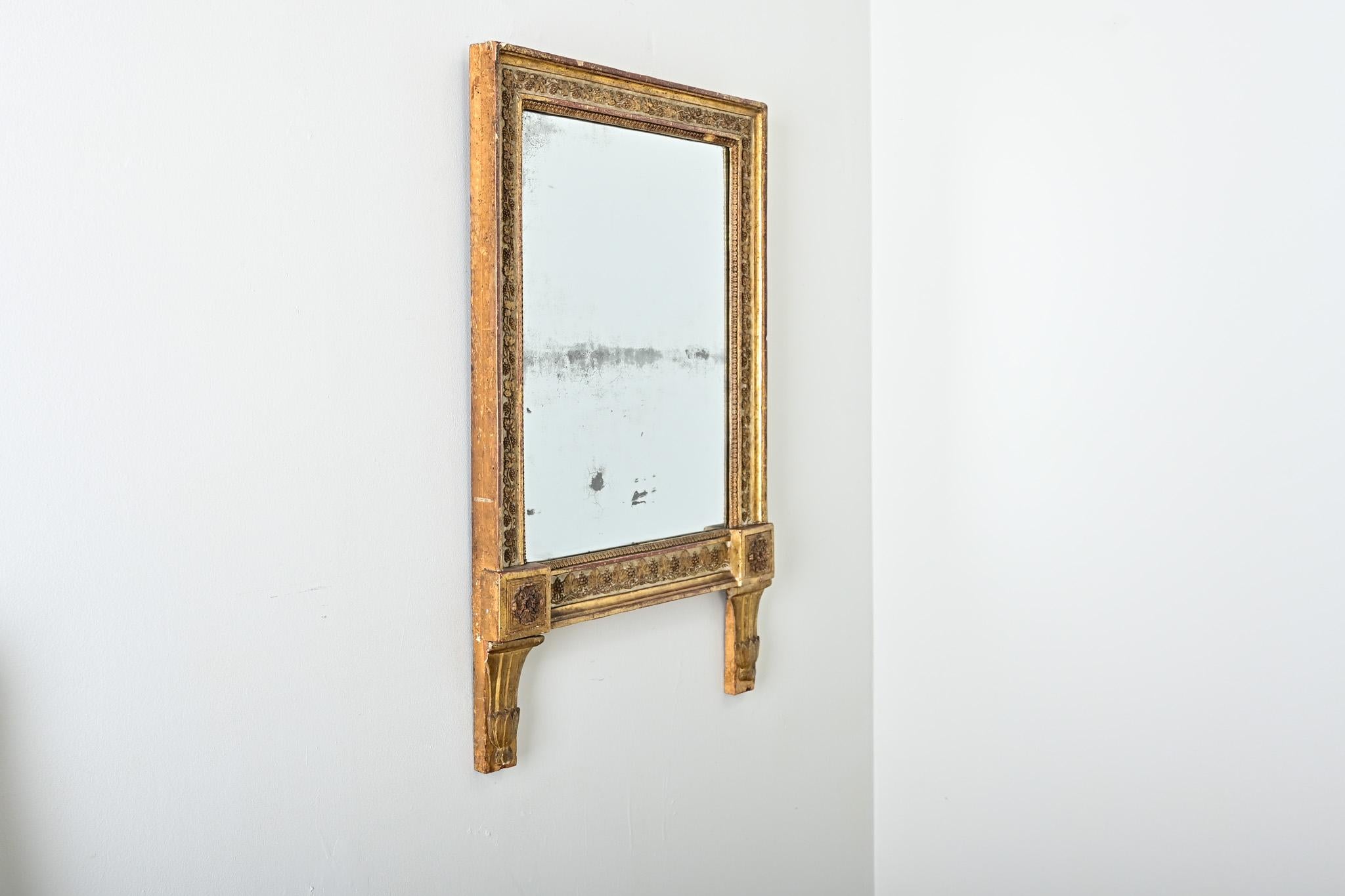 18th Century and Earlier French 18th Century Bridal Gilt Mirror For Sale