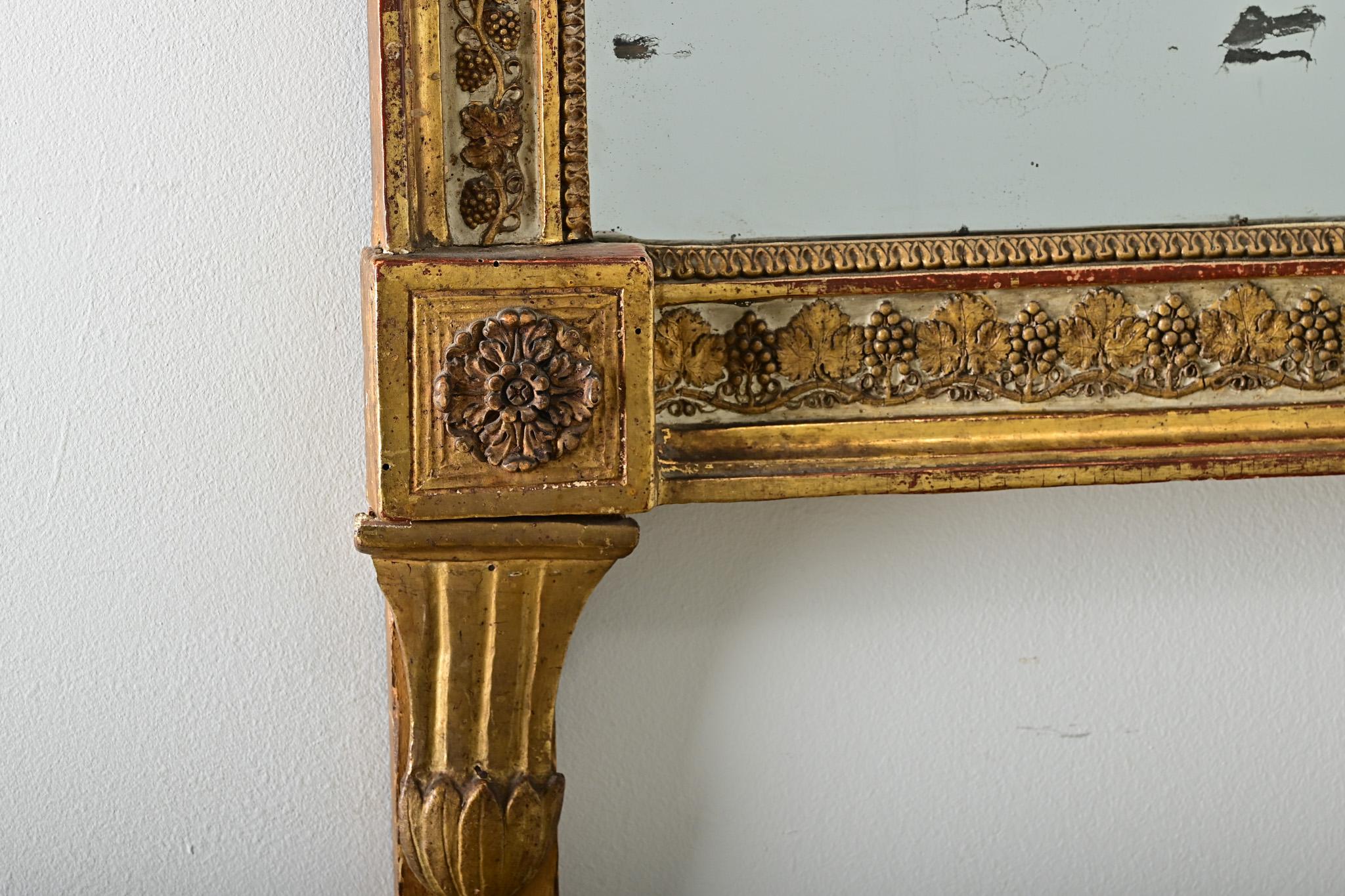 Gold French 18th Century Bridal Gilt Mirror For Sale