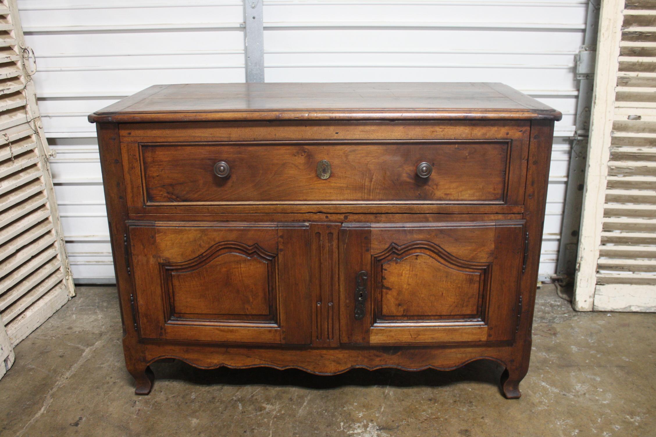 This rustic buffet is different, big drawer and small doors. Beautiful original patine and warm color.