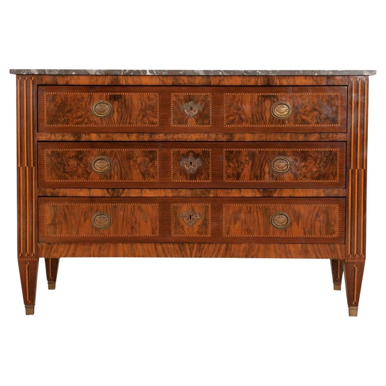 French 18th Century Burl and Marble Top Commode For Sale at 1stDibs