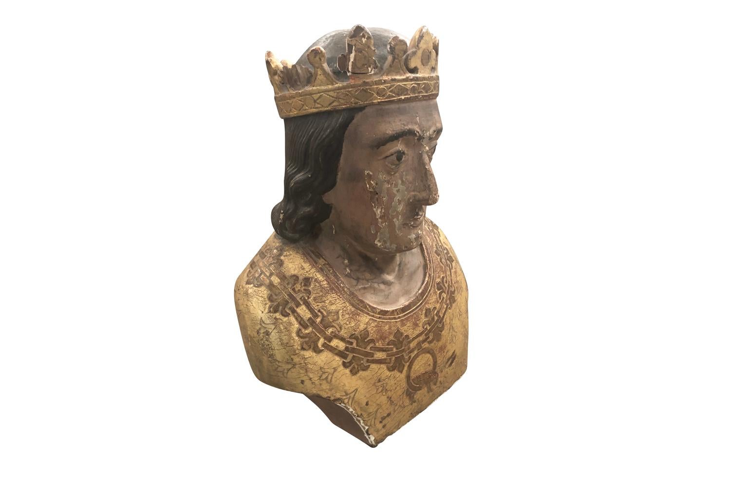 Gilt French 18th Century Bust of Saint Louis