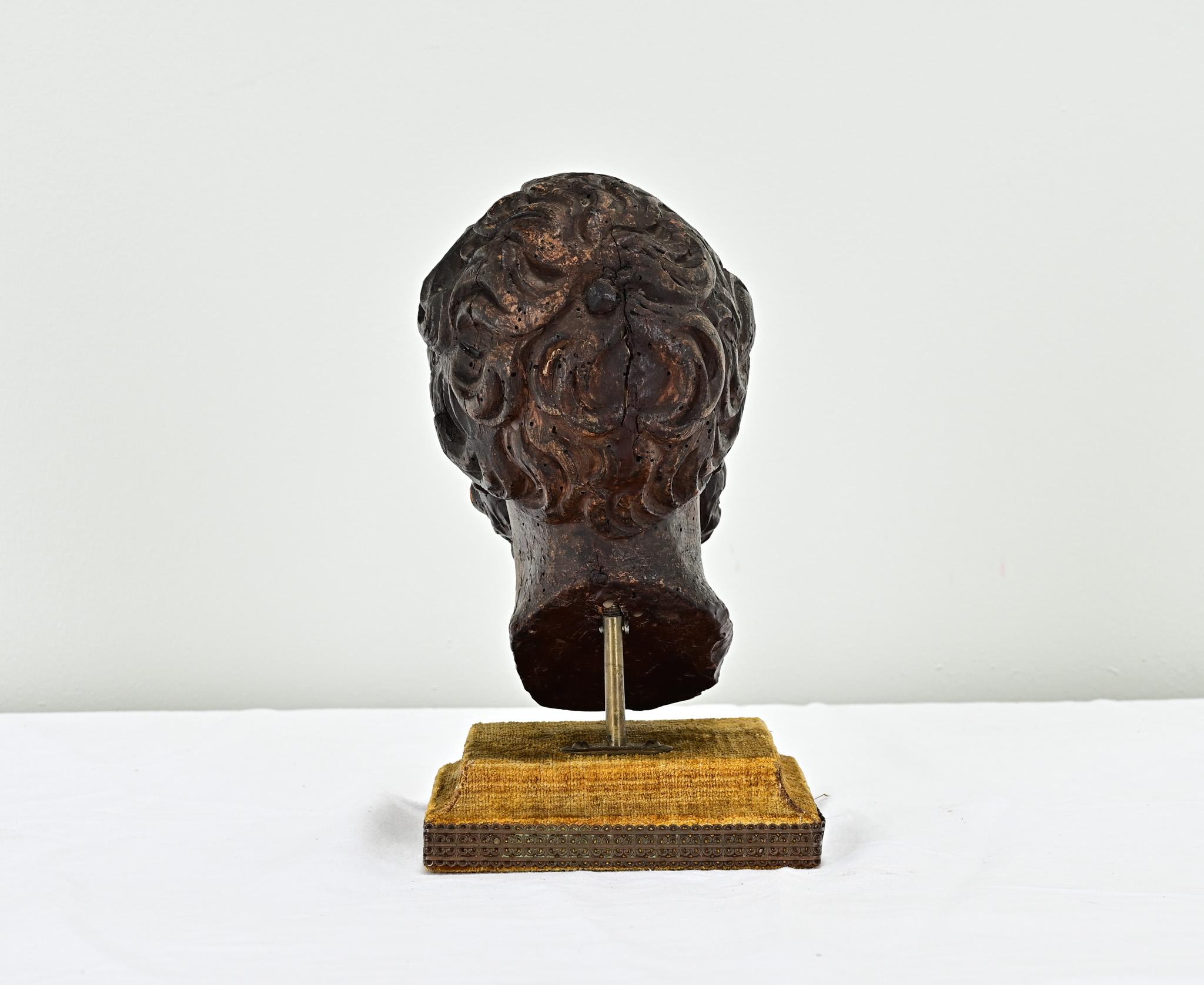 Brass French 18th Century Bust on Pedestal