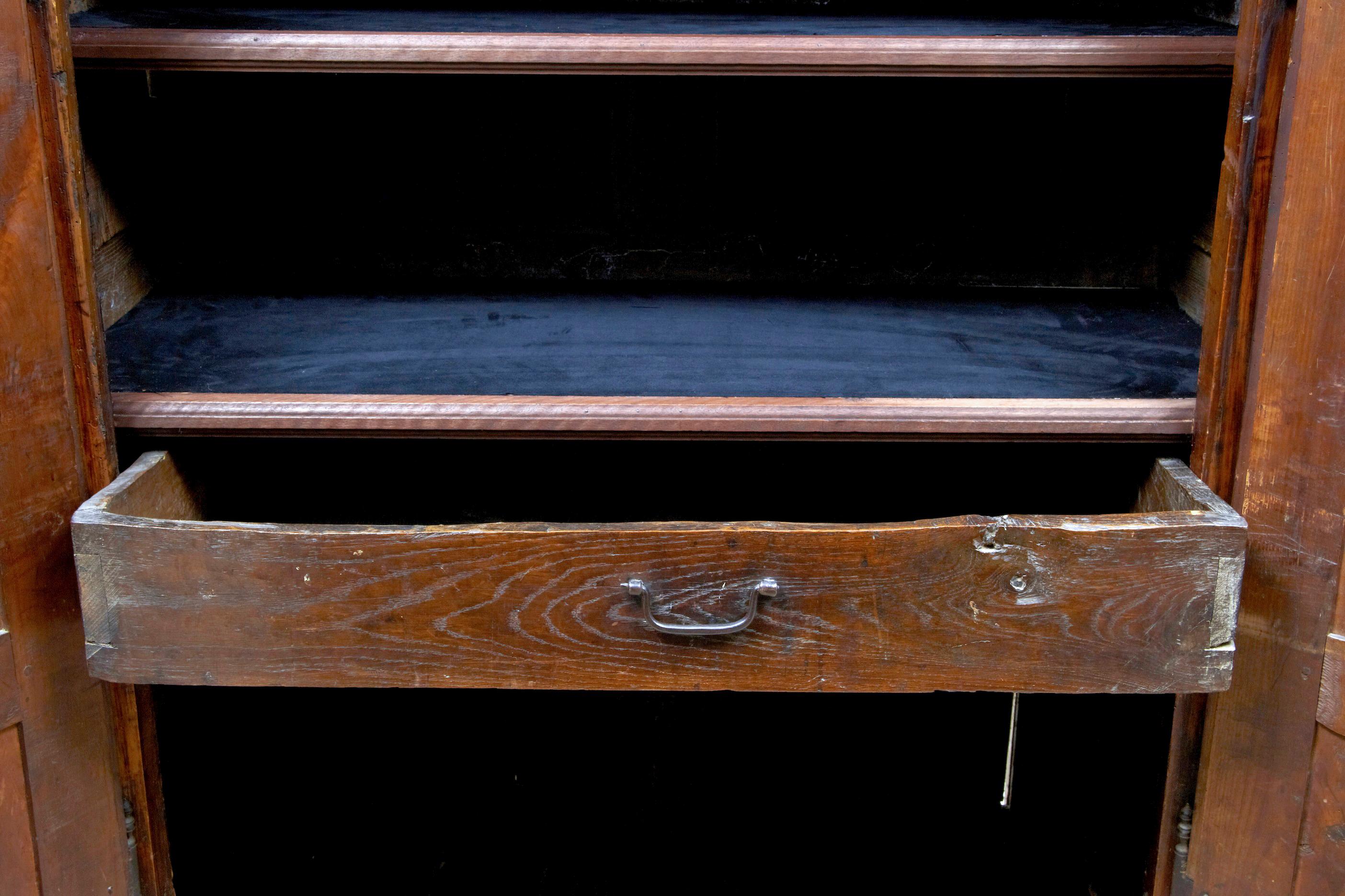 French 18th Century Carved Fruitwood Armoire In Good Condition In Debenham, Suffolk
