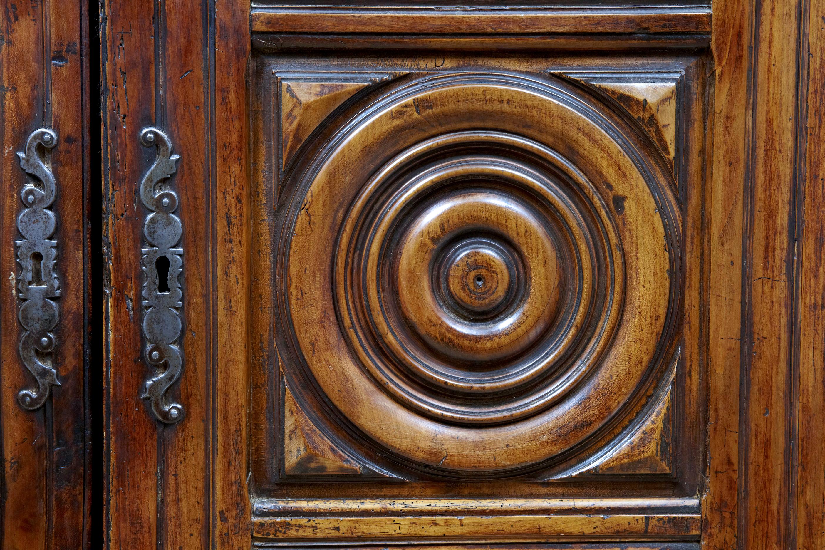 French 18th Century Carved Fruitwood Armoire 1
