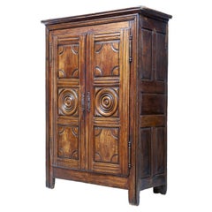 Antique French 18th Century Carved Fruitwood Armoire