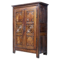 Antique French 18th Century Carved Fruitwood Armoire