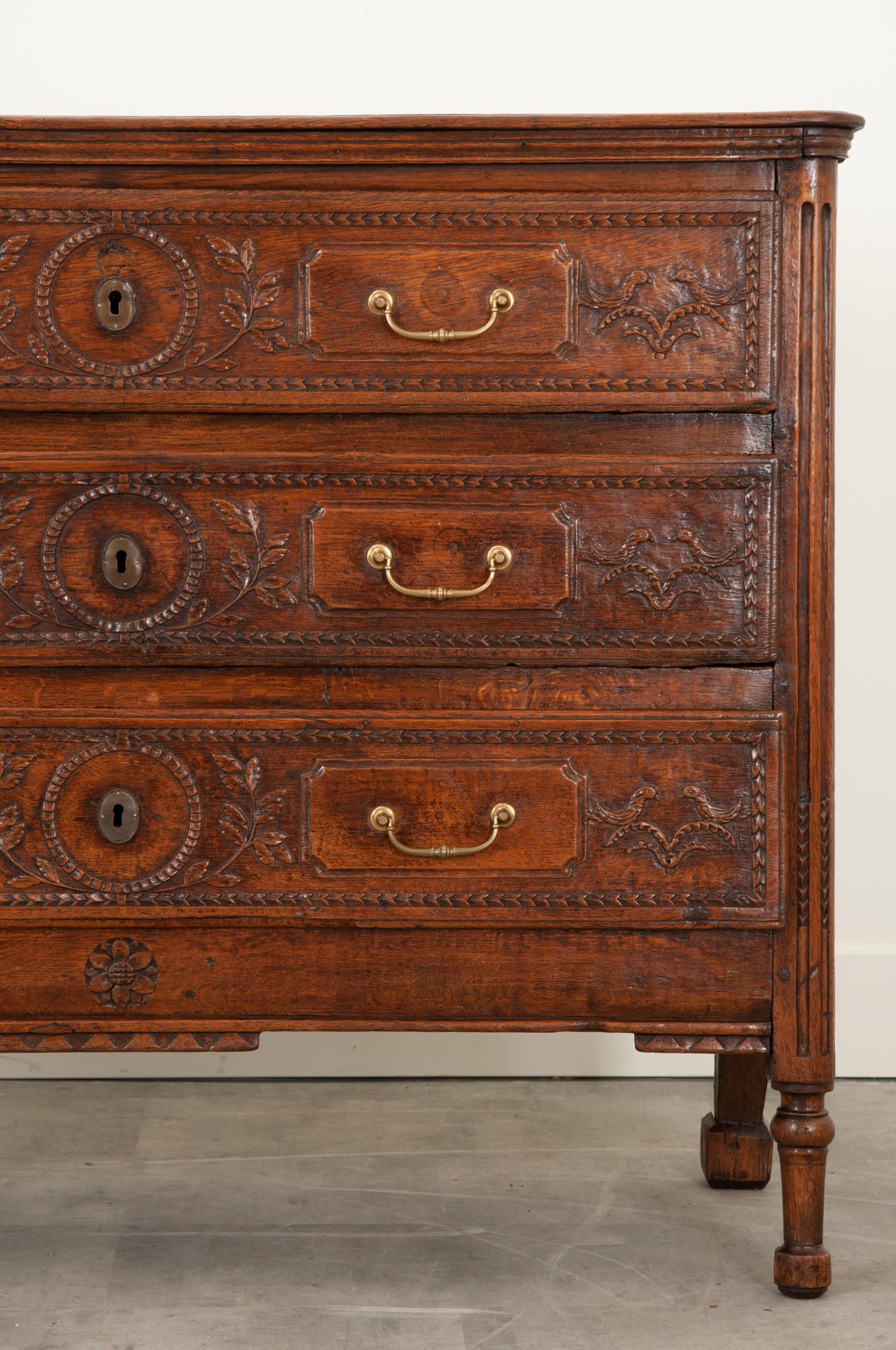 Louis XVI French 18th Century Carved Oak Commode For Sale