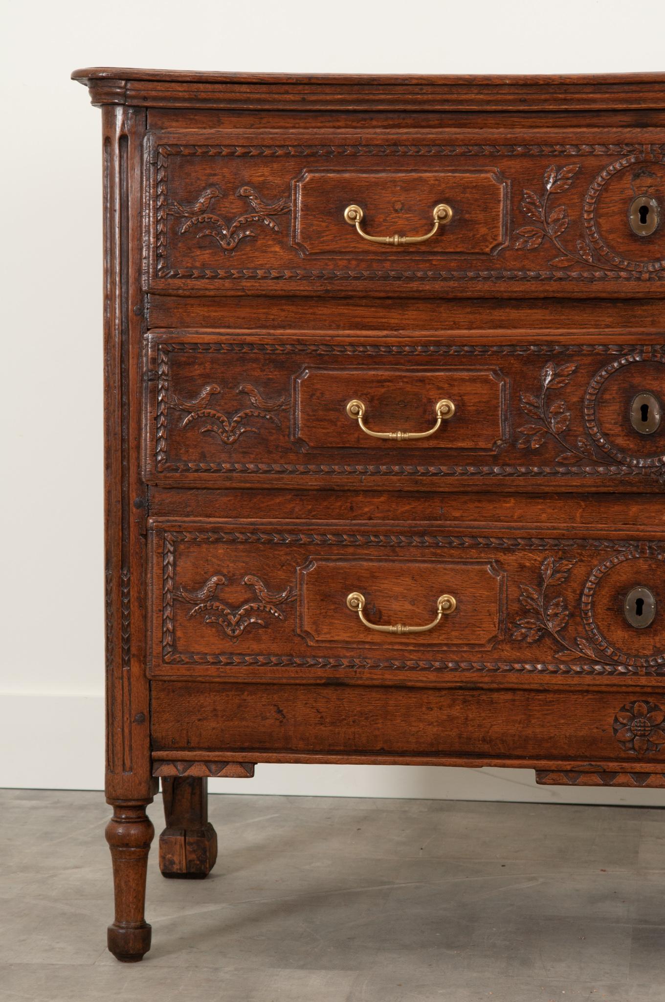 18th Century and Earlier French 18th Century Carved Oak Commode For Sale