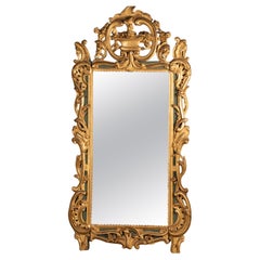 French 18th Century Carved Regence Period Gold Leaf Mirror