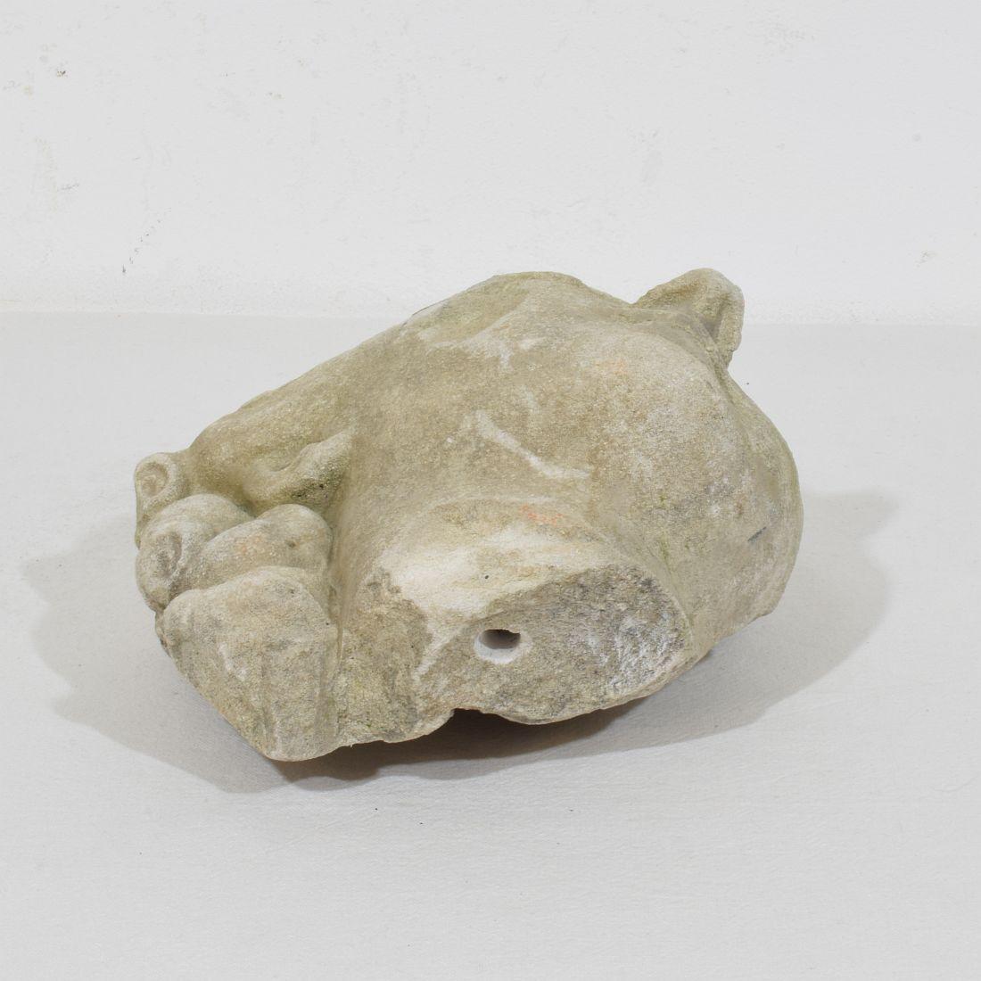 French, 18th Century Carved Stone Head Fragment in vendita 11