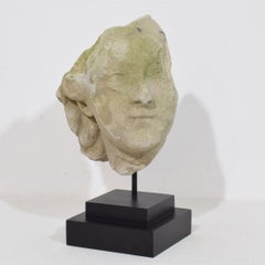 French, 18th Century Carved Stone Head Fragment