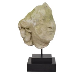French, 18th Century Carved Stone Head Fragment