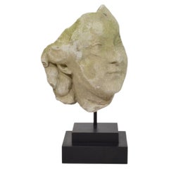 French, 18th Century Carved Stone Head Fragment