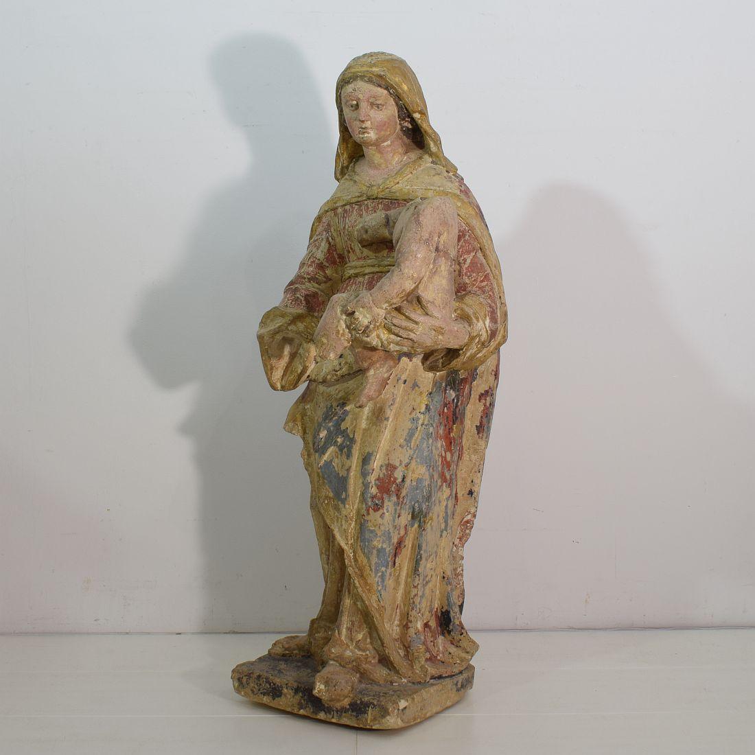 Hand-Carved French 18th Century Carved Stone Madonna