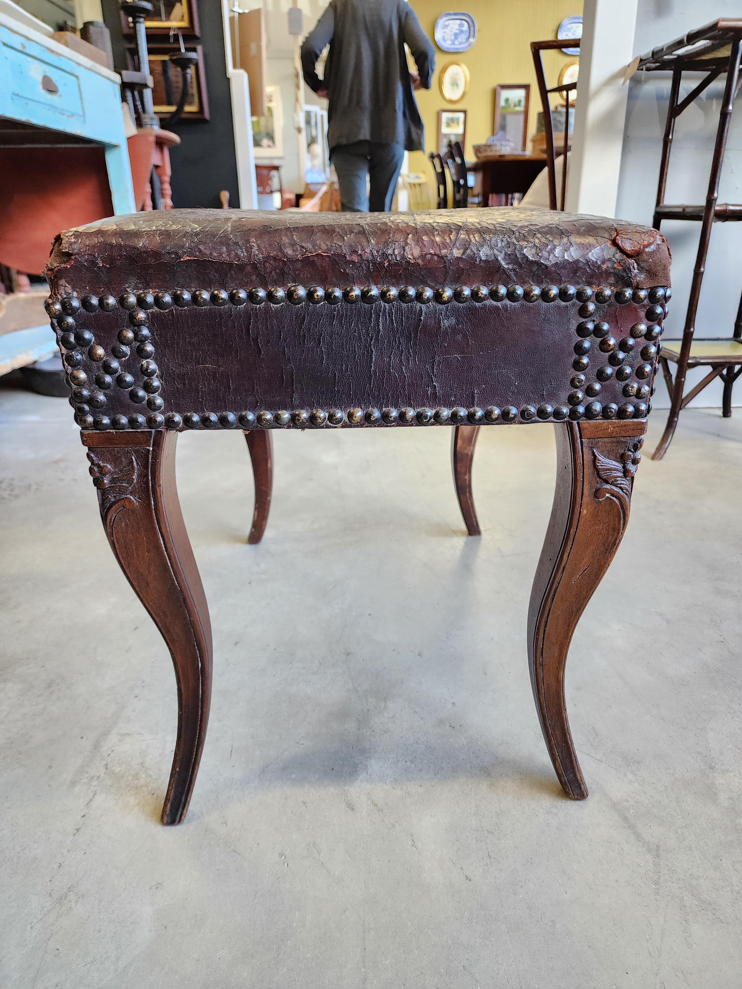 French Provincial 18th Century Carved Walnut Bench  For Sale 2