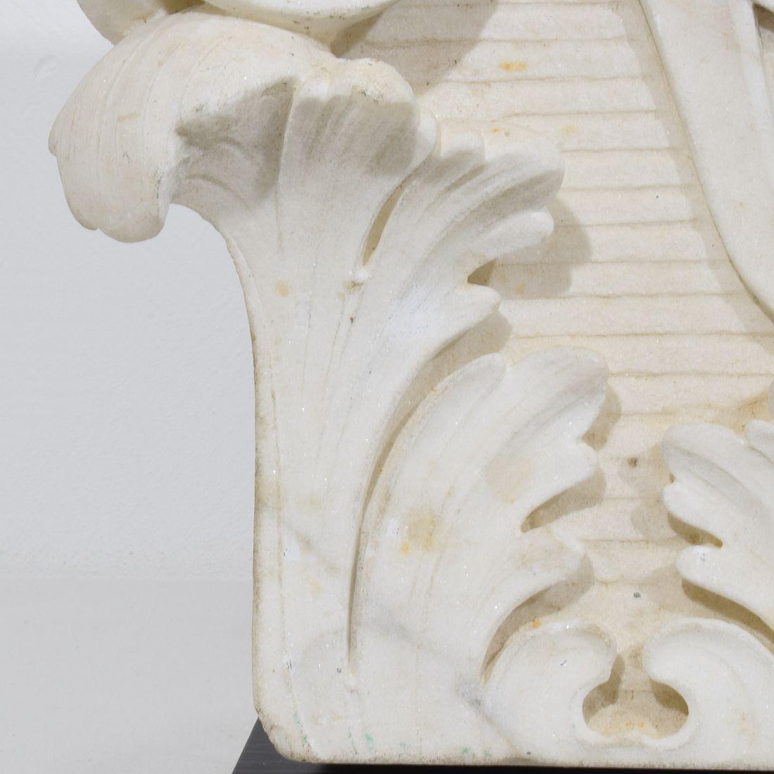 French, 18th Century, Carved White Marble Capital With Angel Head For Sale 8