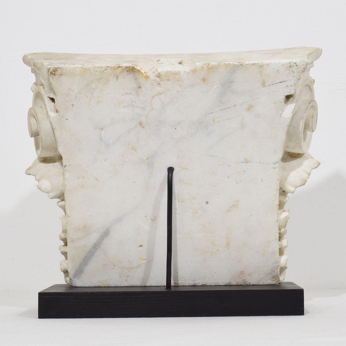 18th Century and Earlier French, 18th Century, Carved White Marble Capital With Angel Head For Sale