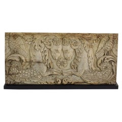 French 18th Century Carved Wooden Baroque Panel with Mythical Creatures