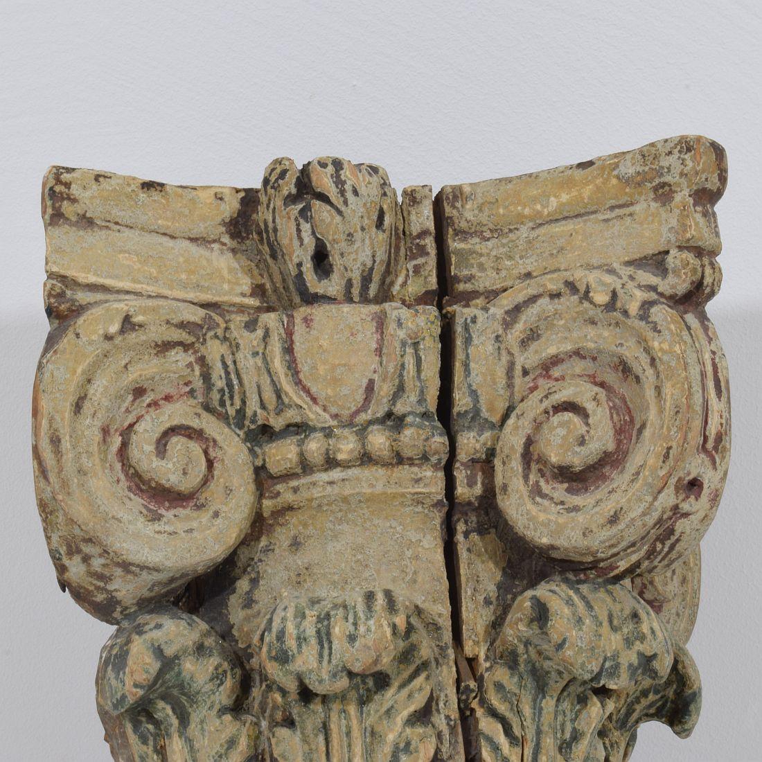 French, 18th Century, Carved Wooden Capital 5