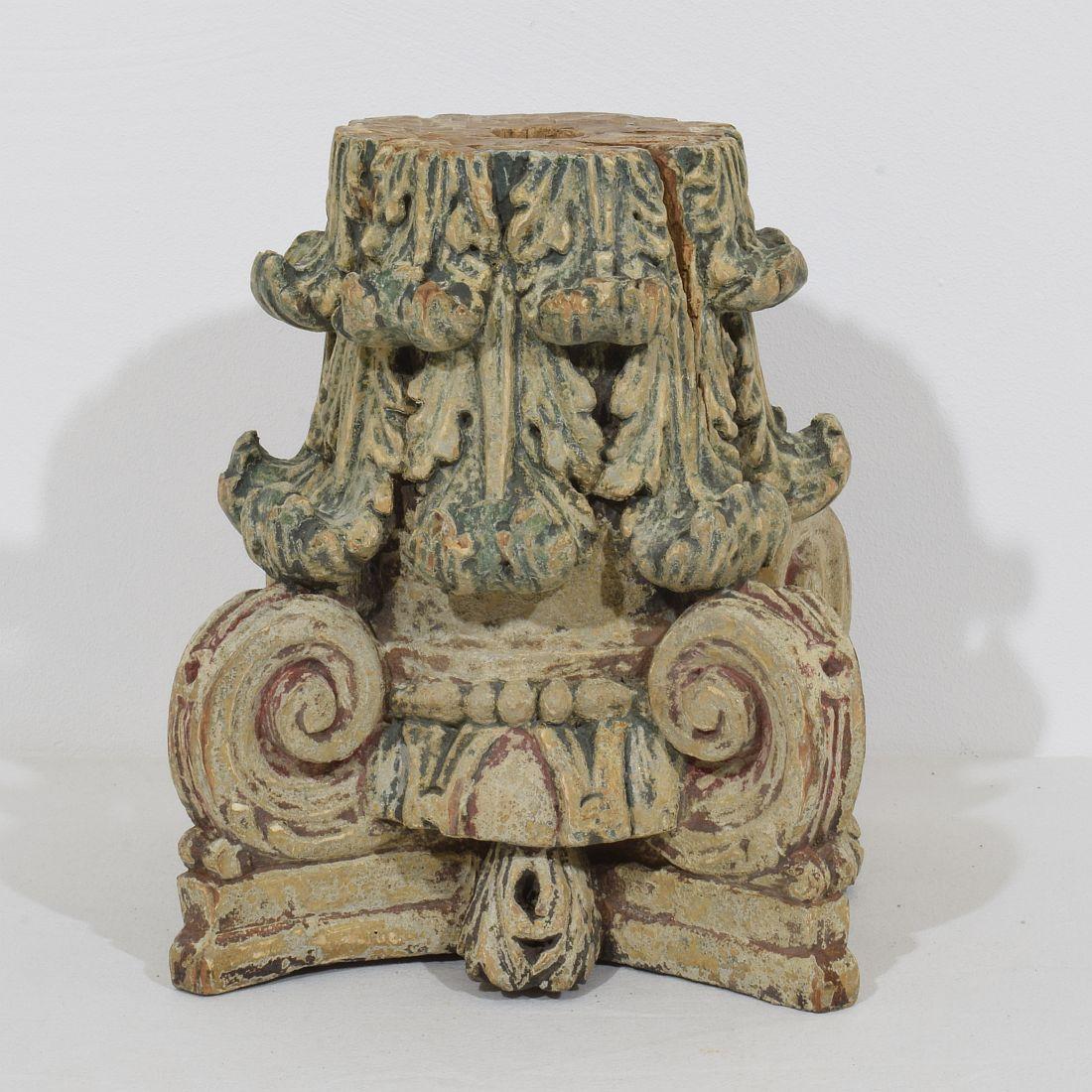 French, 18th Century, Carved Wooden Capital 9