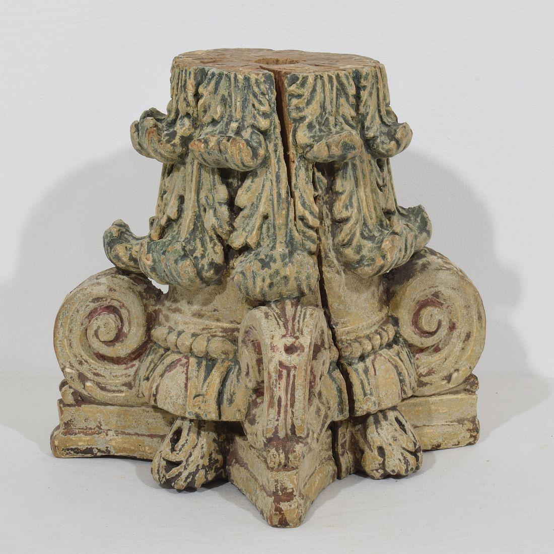 French, 18th Century, Carved Wooden Capital 10